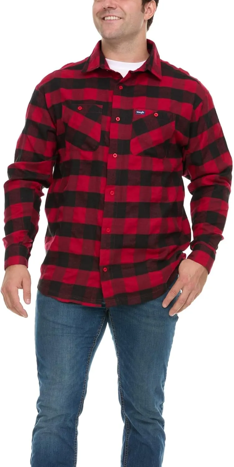 Wrangler Big and Tall Flannel Shirt for Men  Mens Button Down Plaid Shirt