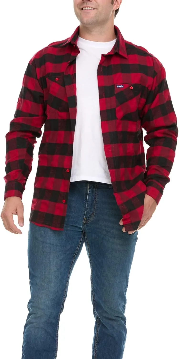 Wrangler Big and Tall Flannel Shirt for Men  Mens Button Down Plaid Shirt