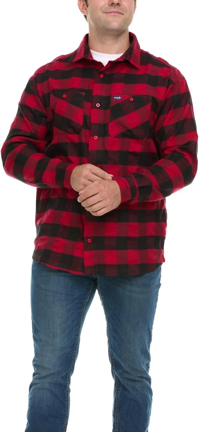 Wrangler Big and Tall Flannel Shirt for Men  Mens Button Down Plaid Shirt