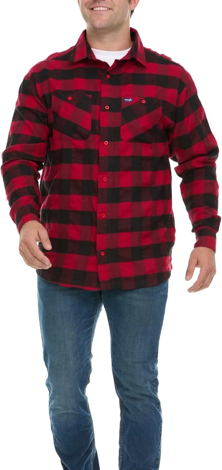 Wrangler Big and Tall Flannel Shirt for Men  Mens Button Down Plaid Shirt